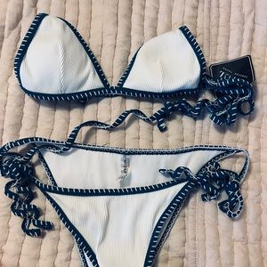 NWT Zaful White and Blue Bikini